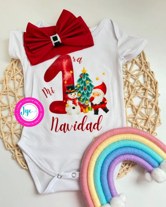 Mi 1era Navidad Onsie y Lazo Rojo