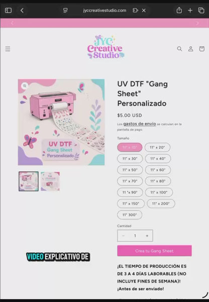 UV DTF "Gang Sheet" Personalizado